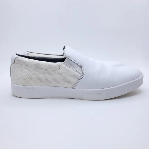 Calvin Klein Shoes Calvin Klein Mens Ivo Nappa Calf Slip On White Sneakers Size 95 34f58 Poshmark